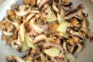 add mushrooms - mushroom potato pepper fry
