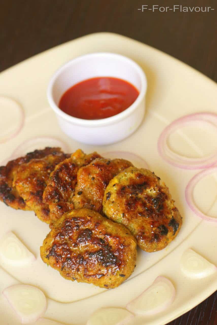 mutton cutlet served with tomato ketchup as a dip