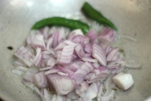 fry onion and green chillies