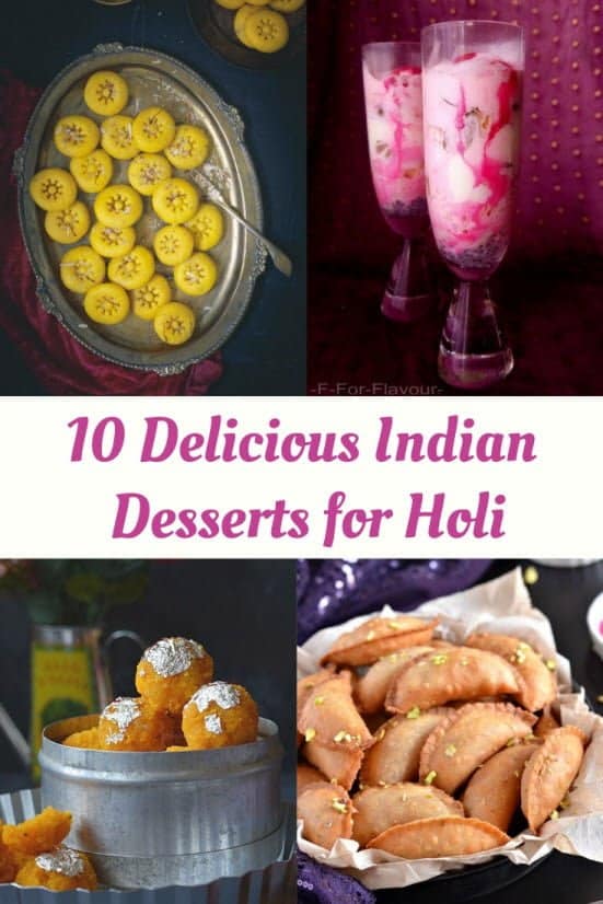 desserts for holi in a collage