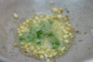 sauteing garlic and green chillies