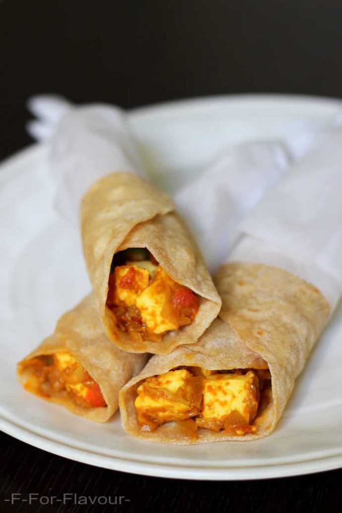 wrapped paneer kathi roll